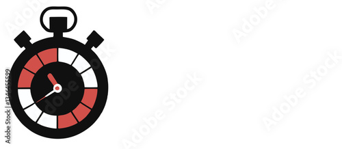 Minimalist Stopwatch Icon with Red and Black Segments