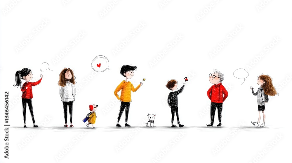 Cartoon figures interacting, light background, studio setting Cartoon figures interacting, light background, studio setting