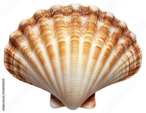 Brown and white scallop seashell