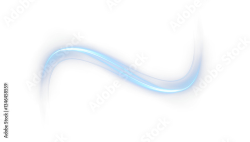 Elegant swirling wave of glowing blue light and particles. A dynamic neon twirl with sparkles, flare, and vortex motion—ideal for futuristic, magical, or energetic sci-fi visual concepts