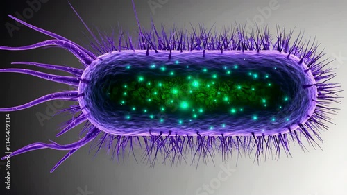 Highly Detailed Close Up of Purple and Green Bacterium Exploring Microorganism Cell Structure