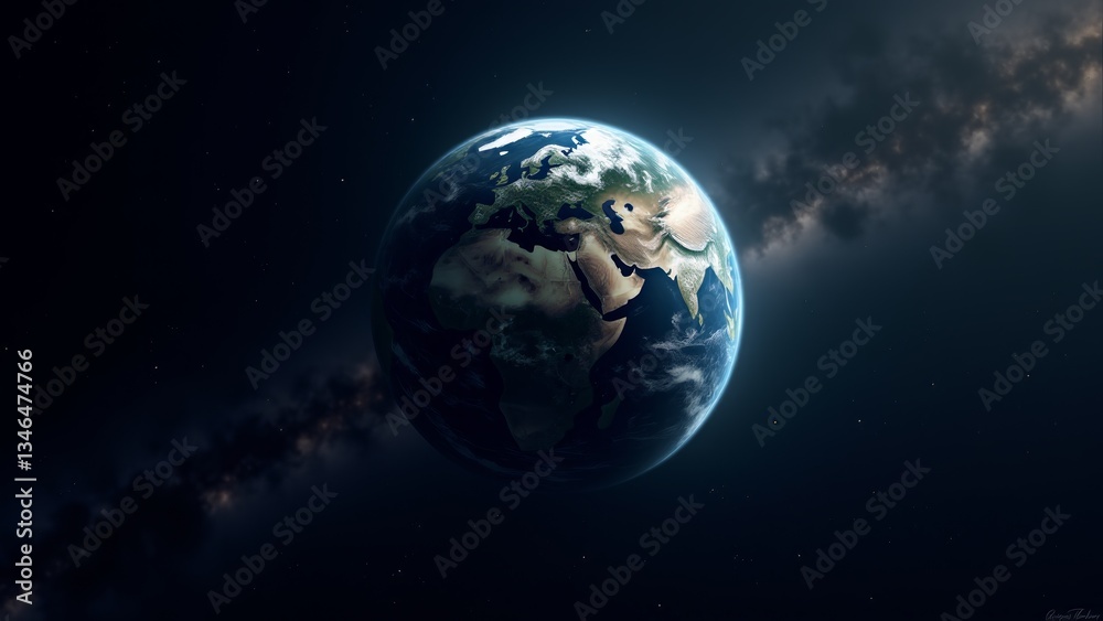 Earth Seen From Space, Galaxy View Earth Seen From Space, Galaxy View