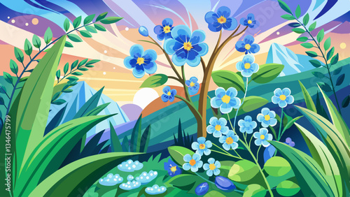 art spring or summer background with forget-me-not flower