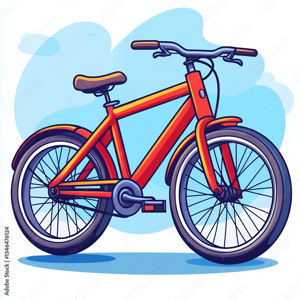 Fototapeta premium Red Bicycle Illustration Perfect for Kids Book Bicycle Design and Cycling Themes