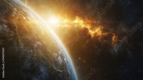A visualization of Earth's magnetosphere shielding the planet from solar radiation.