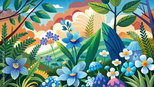 art spring or summer background with forget-me-not flower