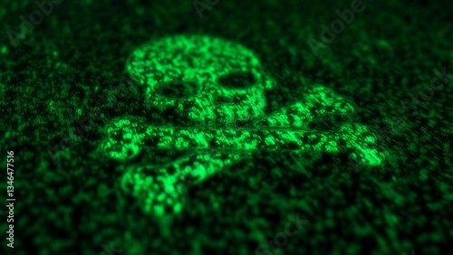 Obraz na płótnie Skull pirates and cyberattack symbol matrix style 3d illustration w salonie