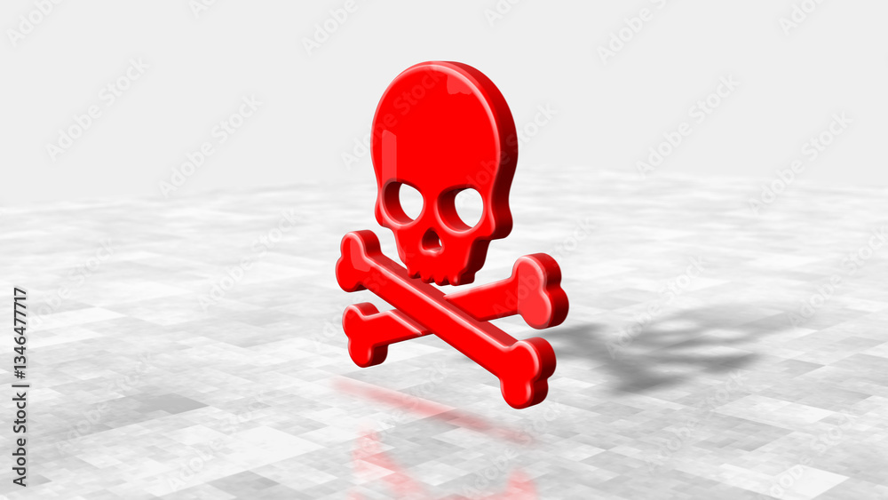 Skull pirates and cyberattack symbol 3d illustration