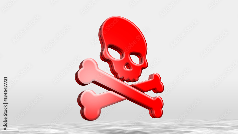 Skull pirates and cyberattack symbol 3d illustration