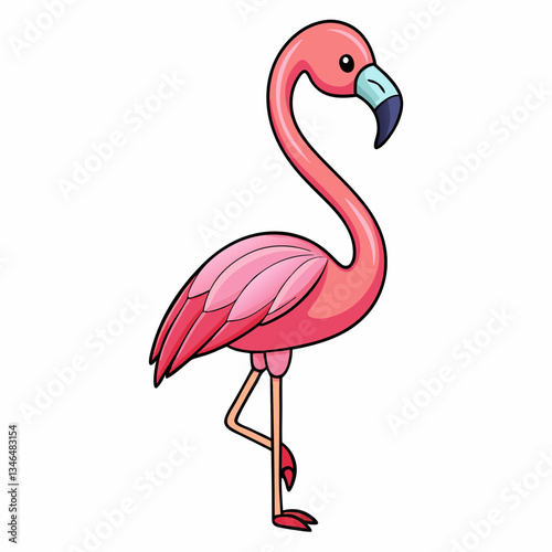 pink flamingo isolated on white
