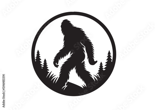 Bigfoot silhouette sasquatch big foot pictogram silhouette black color isolated on white background Vector illustration