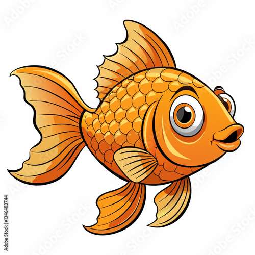 cartoon goldfish isolated on white
