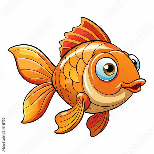 cartoon goldfish isolated on white