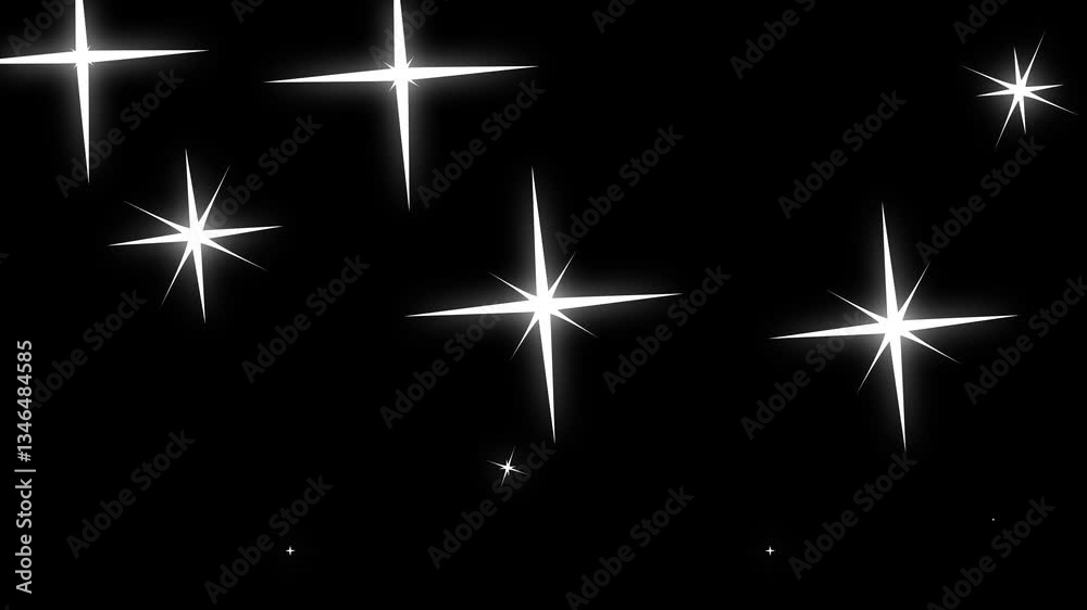 Twinkling star animation set, cartoon, white blinking shining stars animated cartoon on transparent green screen background.