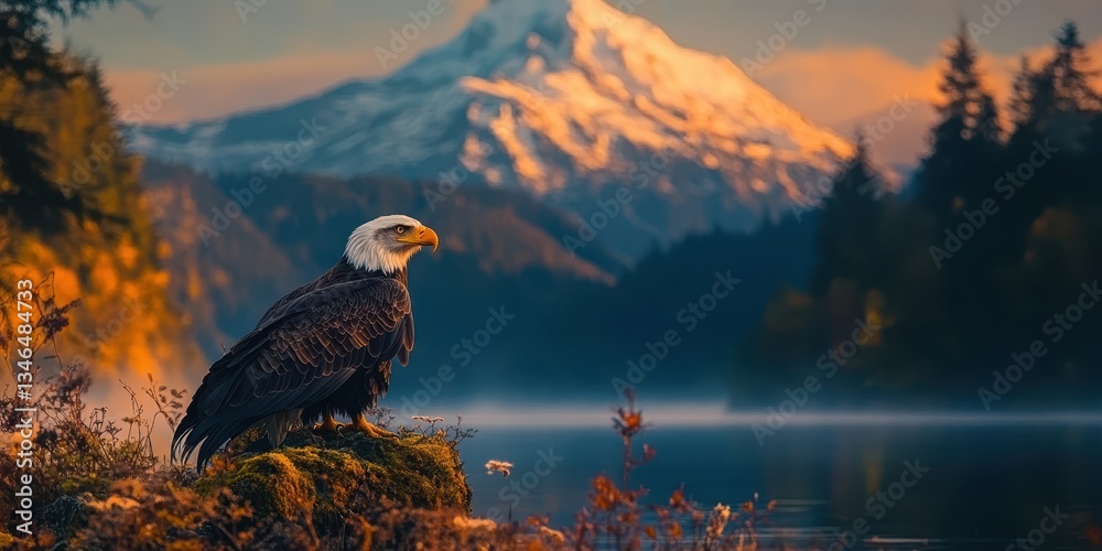 Fototapeta premium Mountain Eagle Banner
