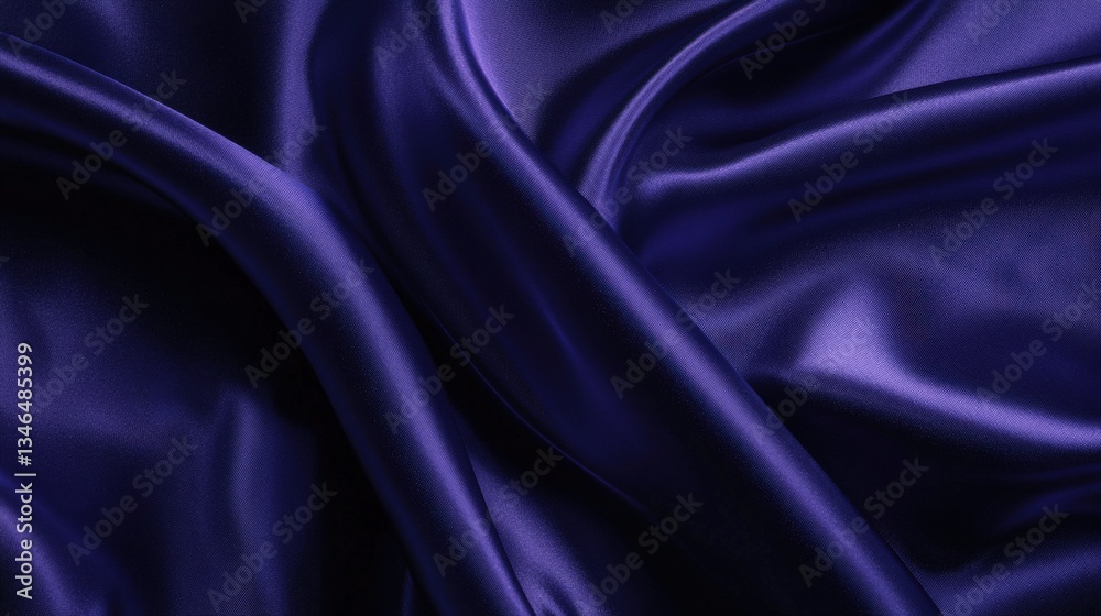 Obraz premium Luxurious Dark Purple Satin Fabric with Flowing Drapes and Elegant Shimmering Folds for Fashion and Creative Design