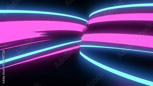 Vibrant neon lines and colors create dynamic visual energy that evokes motion and excitement.