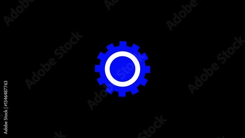 Spinning gears animation. glowing neon setting icon,