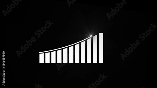 Arrow Rising On Graph With light Sale Symbols. Abstract business growth and graph chart icon animation background