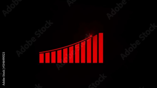 Arrow Rising On Graph With light Sale Symbols. Abstract business growth and graph chart icon animation background