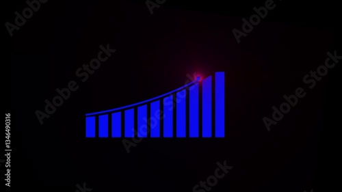 Arrow Rising On Graph With light Sale Symbols. Abstract business growth and graph chart icon animation background