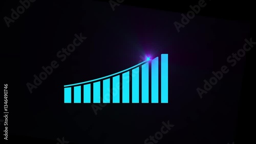 Arrow Rising On Graph With light Sale Symbols. Abstract business growth and graph chart icon animation background