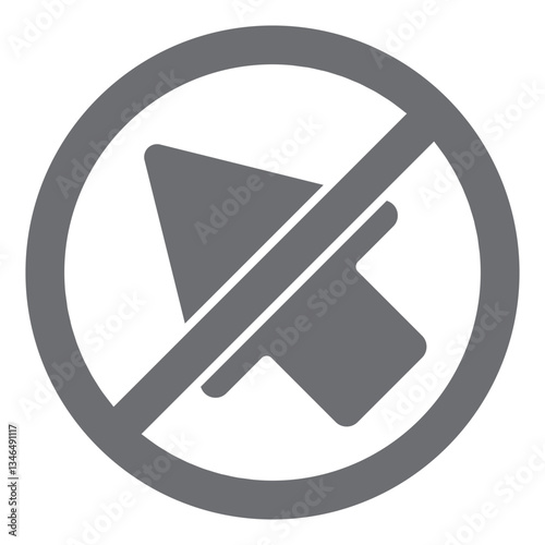 Destination up arrow ban solid icon, prohibited elements concept. Vector graphics. Direction navigation forbidden sign on white background, glyph style icon for mobile or web design.