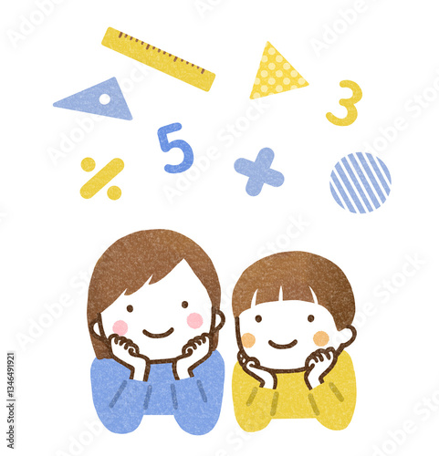 頬杖をつく子供（算数）