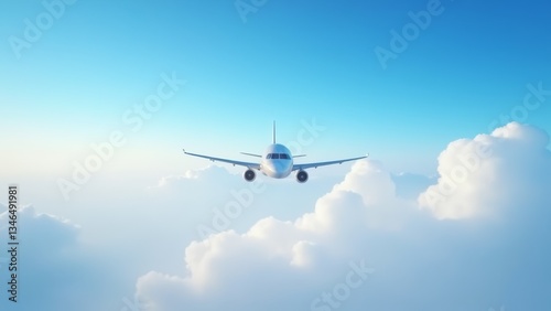 Airplane Flying Above The Clouds