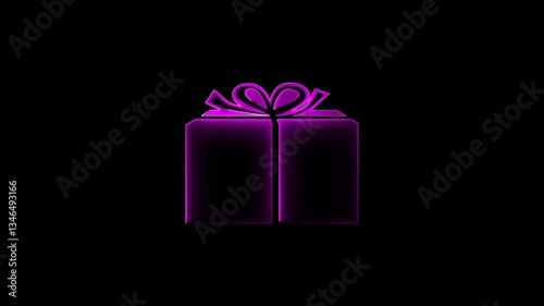glowing Neon Glowing Free Gift Box Icon Gift Box Art in Vibrant Neon Style,