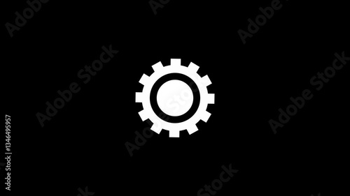 Spinning gears animation. glowing neon setting icon,