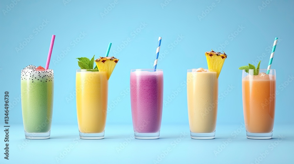 Colorful smoothies in glasses Colorful smoothies in glasses