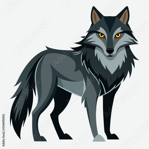 Loup gris, également connu sous le nom de loup des bois, qui vous regarde droit dans la forêt