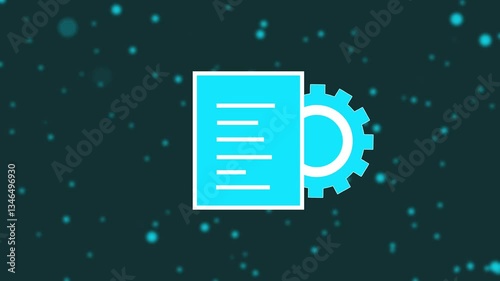 notebook and setting icon animation on cyan color background