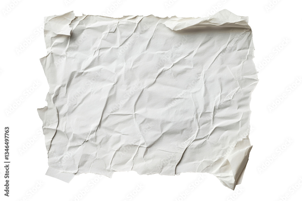 Textured wrinkled paper on a transparent background for design Textured wrinkled paper on a transparent background for design