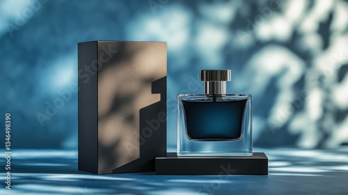 Elegant Glass Perfume Bottle with Box and Soft Shadow Play