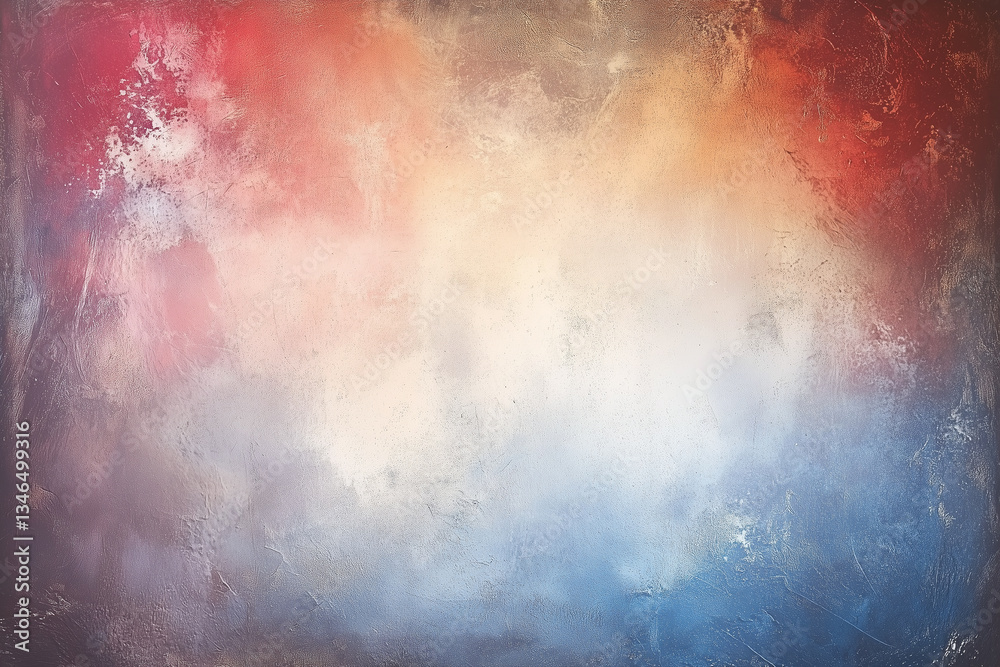Fototapeta premium Abstract textured background with soft colors blending harmoniously, featuring shades of red, orange, white, and blue. This artwork evokes sense of calm and creativity