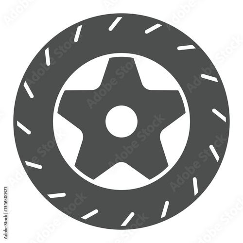 Car wheel tire solid icon, car service concept. Vector graphics. Changing car tires, repair sign on white background, glyph style icon for mobile or web design.