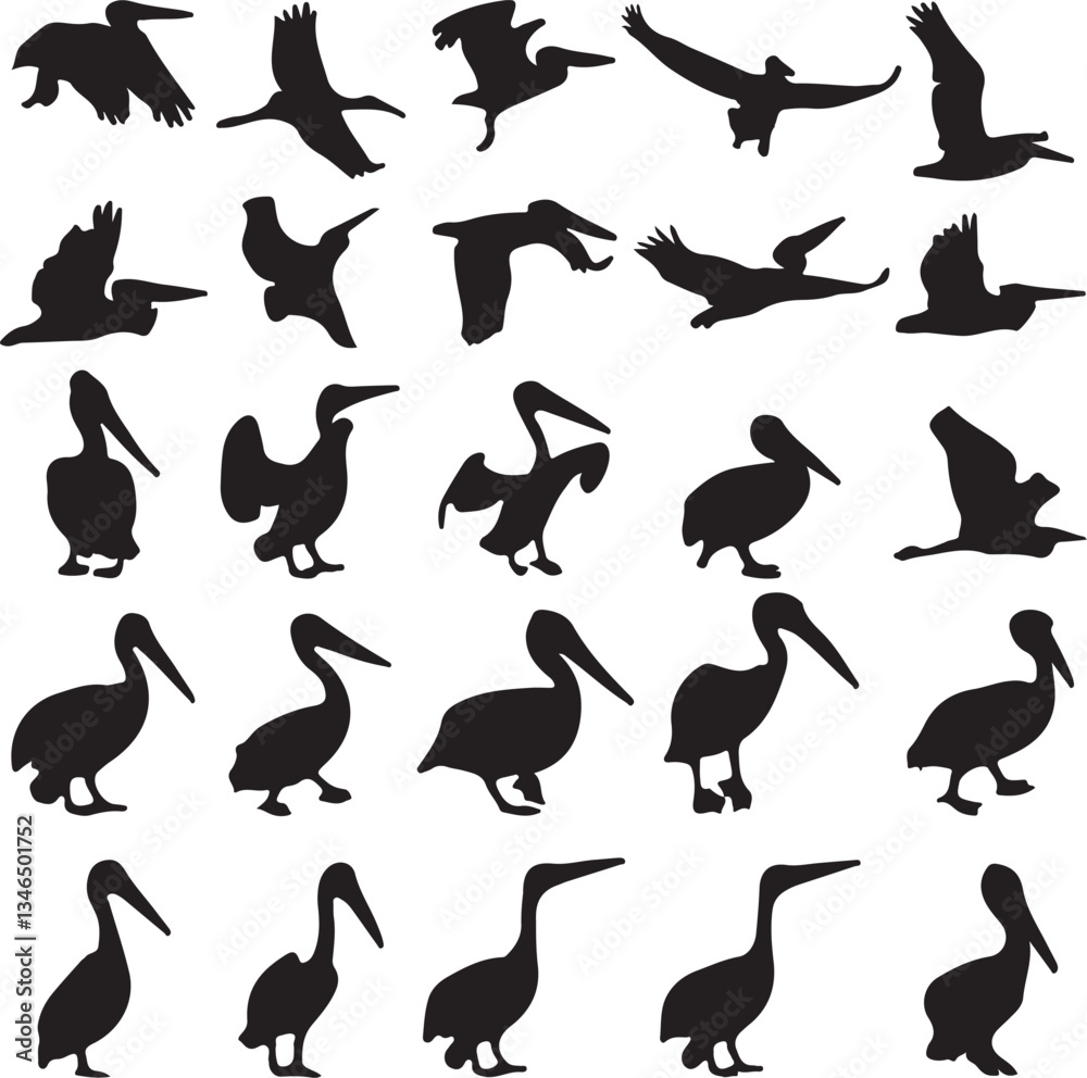 Fototapeta premium set of silhouettes of bird vector art background