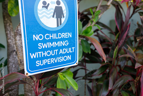 Blue safety sign stating 