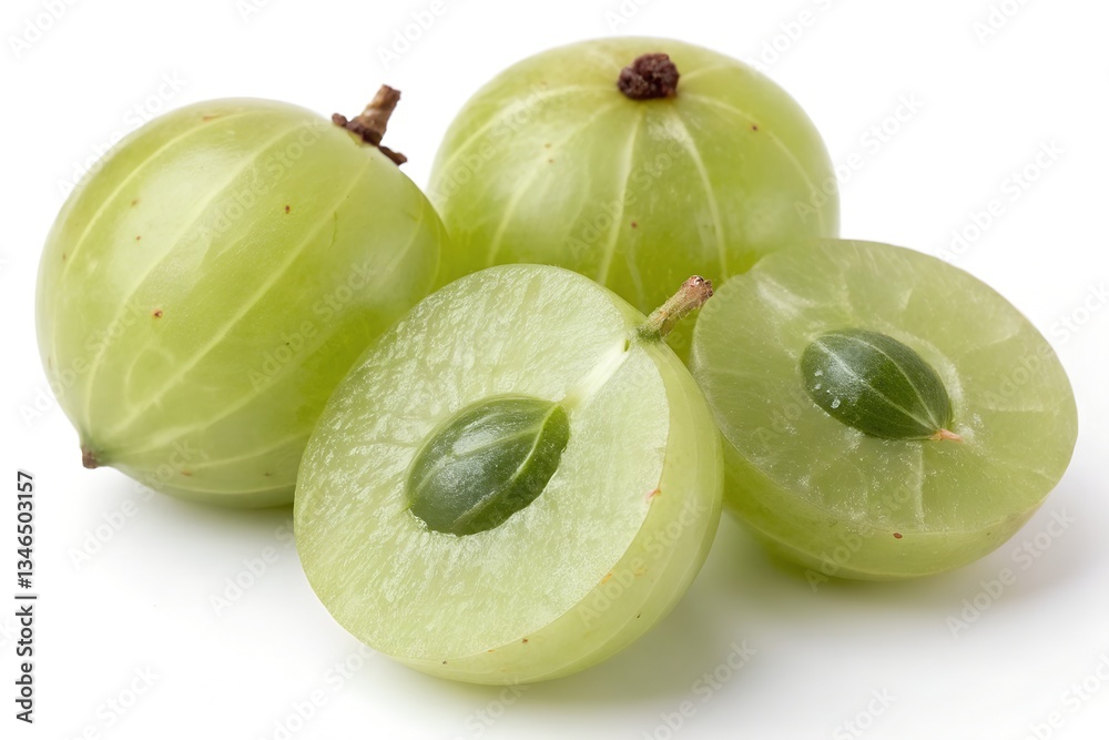 Obraz premium green gooseberries isolated on white