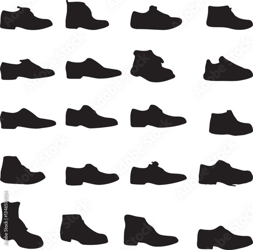 set of black silhouettes of shoes