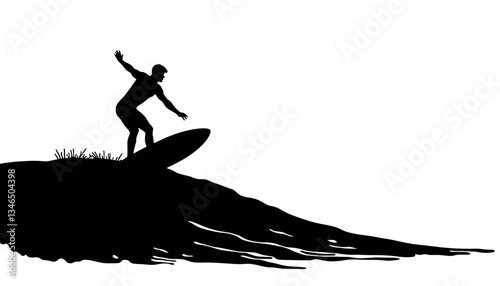 Silhouette of a surfer riding a wave