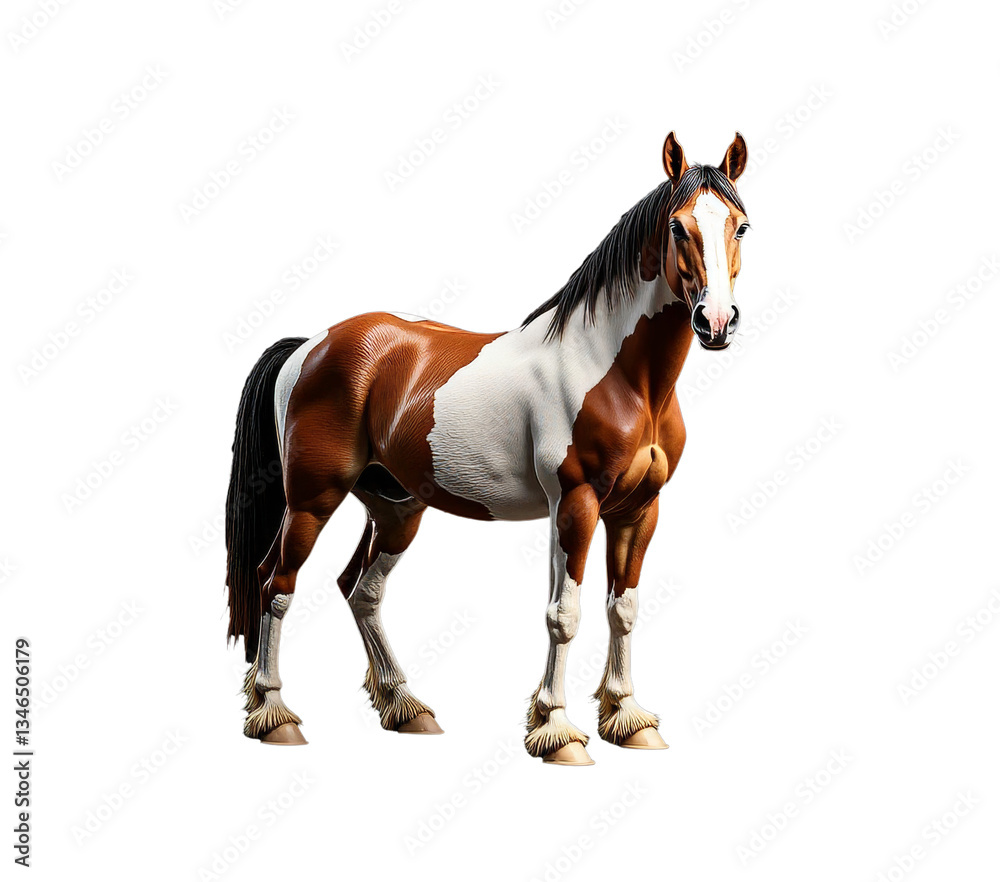 Pinto horse standing with transparent background Pinto horse standing with transparent background