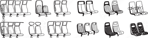 Hand drawn Bus side seat illustration