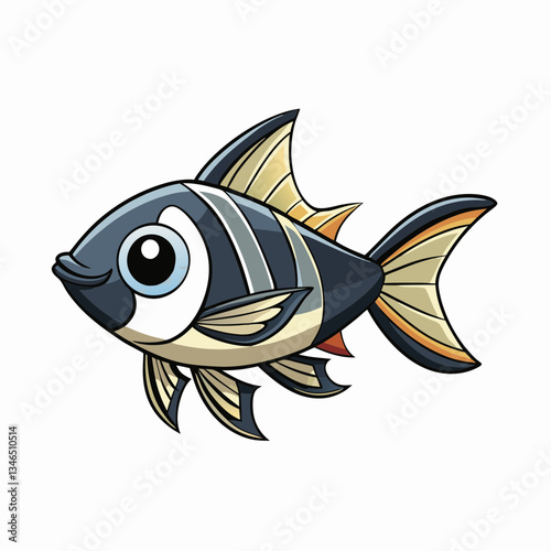 vector illustration of black skirt tetra fish