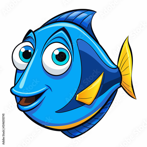 vector illustration of blue tang fish