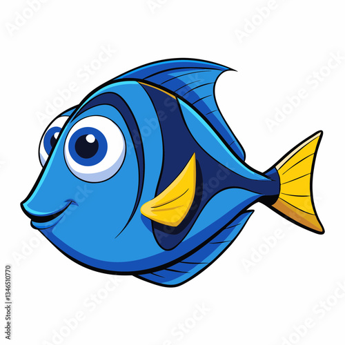 vector illustration of blue tang fish
