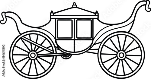 fantasy carriage line art,fantasy carriage outline coloring book page 