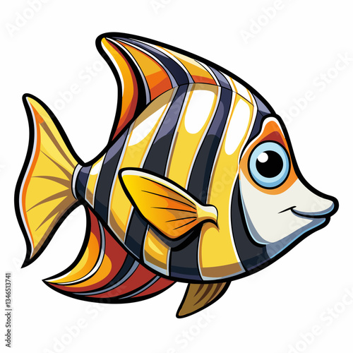 vector illustration of a moorish  idol fish